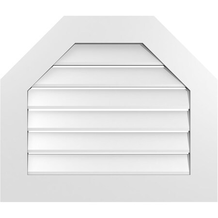 Ekena Millwork Octagonal Top Surface Mount PVC Gable Vent: Functional, w/ 3-1/2"W x 1"P Standard Frame, 28"W x 24"H GVPOT28X2401SF